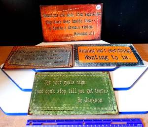 lot 105 image: LOT OF 4 - INSPIRATIONAL METAL WALL SIGNS