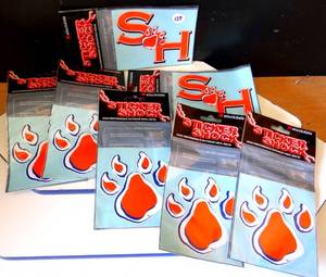 lot 129 image: STOCKDALE STICKER SHOCK PEEL & STICK EMBLEMS LOT
