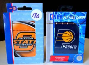 lot 130 image: COLLECTIBLE BASKETBALL THEMED PLAYING CARDS - INDIANA PACERS & OKLAHOMA STATE - NEW