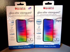 lot 159 image: Invisible Shield Glass Elite Visionguard Screen Protector for iPhone 12 Pro Max (x2)