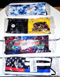 lot 179 image: ASSORTMENT OF COLORFUL PATTERN PROTECTIVE FACE MASKS