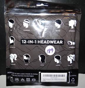 lot 189 image: TOUGH 12 IN 1 HEADWEAR