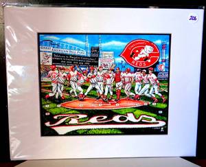 lot 206 image: CINNCINNATI REDS 11 X 14 MATTED WALL DISPLAY - READY TO FRAME $$