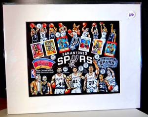 lot 210 image: SAN ANTONIO SPURS 11 X 14 MATTED WALL DISPLAY - READY TO FRAME $$