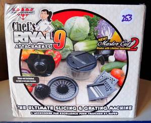 lot 253 image: Chefs Rival 9 Attachments Ultimate Slicing and Grating - New