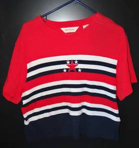 lot 260 image: LOVELY BECHAMEL EMBROIDERED RWB NAUTICAL STYLE TOP - SIZE M