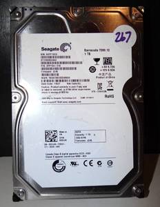 lot 267 image: Seagate Barracuda 7200.12 1 TB,Internal,7200 RPM,3.5 Hard Drive - $$$