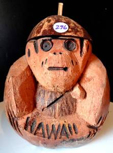 lot 296 image: VINTAGE HAND CARVED COCONUT BANK - MADE IN PHILIPPINES