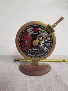 lot 26 image: Vintage J.W. Ray & Co. brass Telegraph-Chadburns (engine order)