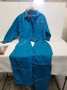 lot 111 image: Blue Outfit - Shirt and 2 pairs of paints by I.B. Diffusion