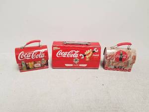 lot 188 image: Selection of  3 Coca Cola Collectible lunch boxes -