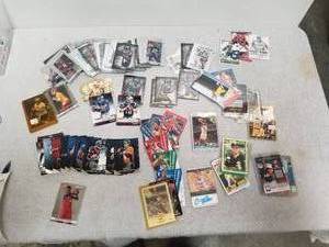 lot 62 image: Selection of varies baseball, football, basketball, and hockey cards