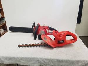 lot 271 image: Electric Chainsaw (homelite) and hedger (black & decker)