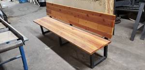lot 82 image: 96 Wood and Steel Bench