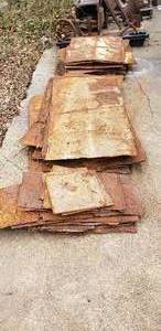 lot 91 image: Lot of Antique Tin Ceiling Tiles - Various Sizes and Condition Approximatley 55 Pieces