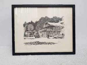lot 105 image: Black$ White print of Alleys Grocery - signed - framed - 12by15