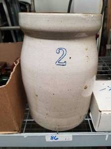 lot 86 image: Vintage 2-gallon stone crock ware