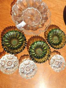 lot 100 image: Glass deviled egg tray, and 7 assorted glass ash trays