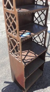 lot 20 image: 6 level graduated step back shelf with unusual side accent panels 12x18x62