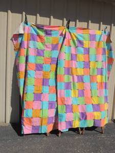 lot 118 image: 2 handmade vintage quilts bright blocks