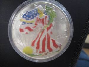 lot 23 image: 2000 Colorized Walking Liberty Silver Dollar Coin In Capsule With COA