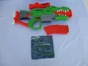 lot 41 image: NERF(Display Model) Dinosquad Rex-Rampage, Motorized Blaster With NERF Darts, Works