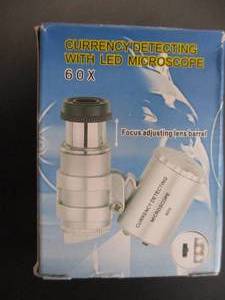 lot 42 image: NIB-60X Magnifying Magnifier Jeweler Eye Jewelry Currency Loupe Loop LEDUV Light