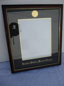 lot 30 image: NEW-Marine Frame with Gold Medallion,8-12 x 11  Overall 14 x 16