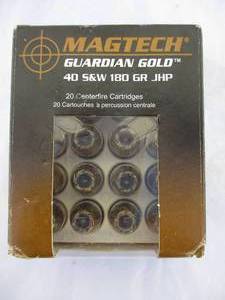lot 31 image: Box Of MAGTECH Guardian Gold-40S&W, 180Gr. JHP, 20-Round Box Of Centerfire Cartridges
