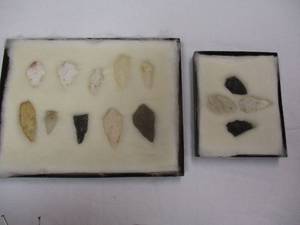 lot 58 image: 2-Display Cases Of Arrowheads-14-Points Total.