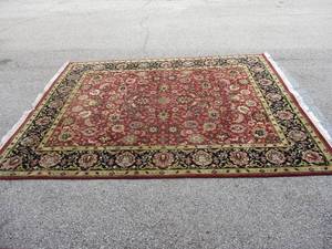 lot 46 image: CAPEL Inc. 8-Ft x 10-Ft.  # HS-31 Persian RedBlack Hand Made In India, 100% Wool Rug With Floor Protector