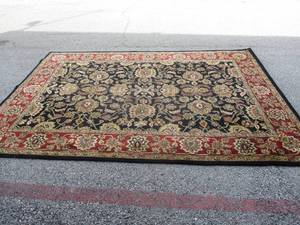 lot 49 image: CAPEL Inc. 8-Ft x 11-Ft.  #3366 Regal-Persian 350-RedBlack Hand Made In India, 100% Wool Rug.