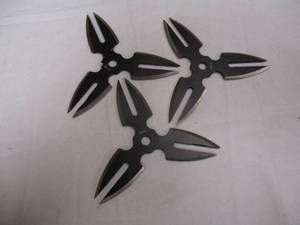 lot 77 image: Set Of 3- 4- Double Edge Stainless Steel Ninja Throwing Stars