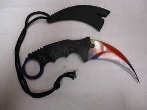 lot 80 image: NIB-Karambit -Colored 7.48 Fixed Blade- Outdoor Survival Tactical Camping Hunting Knife With Glass Breaker And Sheath,