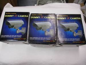 lot 120 image: LOT OF 3-DUMMY IR CAMERAS WITH FLASHING RED LIGHT, DECAL AND MOUNTING HARDWARE