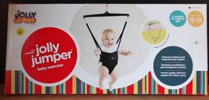 lot 12 image: Jolly Jumper Baby Doorway Exerciser Bounce Spring with Door Clamp in Black - NIB