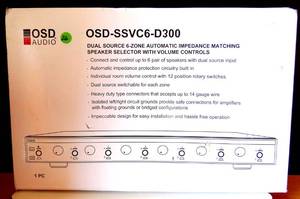lot 26 image: OSD Audio SSVC6 D300 Dual Source 6 Zone Speaker Selector - IN ORIG BOXAPPEARS UNUSED $$$