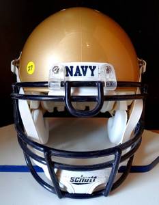lot 27 image: EXCELLENT NAVAL ACADEMY REPRODUCTION SCHULL FOOTBALL HELMET AS SHOWN