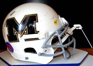 lot 44 image: XENITH Adult Football Helmet - WHITE wMARKINGS & NUMBERS ASSHOWN