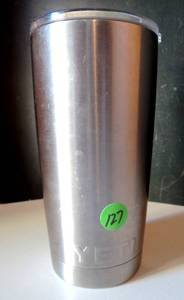 lot 127 image: YETI STAINLESS STEEL TUMBLER WITH LID
