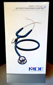 lot 197 image: MDF Instruments MD One Stethoscope MDF777 Stainless Dual Head Abyss Navy Blue