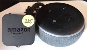 lot 225 image: Amazon Alexa Echo Dot 3rd Gen Heather Gray  Black D9N29T Smart Speaker wPower Supply
