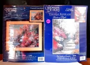 lot 227 image: LOT OF 2 - Candamar Designs THOMAS KINCAID The Light of Peace & The Garden of Promise CROSS STICH KITS