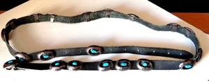 lot 288 image: LEATHER BELT WITH JADE COLORED STONES AS SHOWN