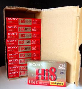 lot 307 image: FULL CASE - Sony Hi8 Camcorder Cassette Metal Evaporated 120 Minutes (E-6120HMED1) (10X$) CHECK COMPS $$$