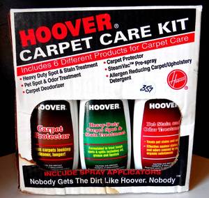 lot 357 image: NEW IN BOX - Hoover Carpet Care Kit 6 Different Cleaning Solutions