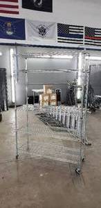 lot 104 image: Seville Classics NSF Rolling Metal Shelf - 48L x 18W x 76H