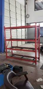 lot 204 image: Red Metal Shelf - 78L x 24W x 78H