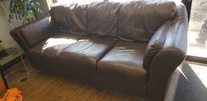 lot 213 image: Brown Leather Couch