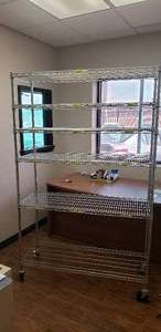 lot 241 image: Trinity NFS Rolling Metal Shelf - 48L x 18W x 76H